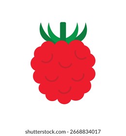 Framboesa Fruta Ícone de cor plana: Bagas saudáveis e produtos frescos
