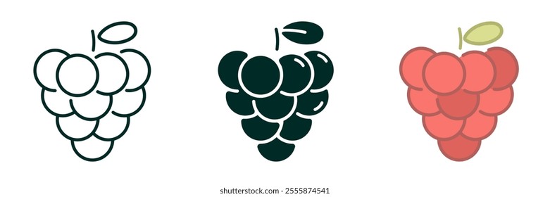 Raspberry Fruit icon collection simple design Editable Transparent isolate background