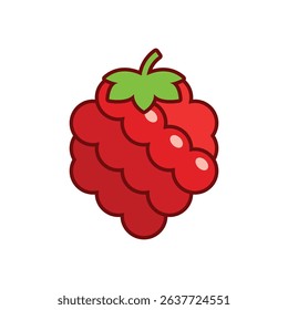 Raspberry fruit icon in flat style. Raspberries berry vector illustration on isolated background. Nature snack sign business concept.