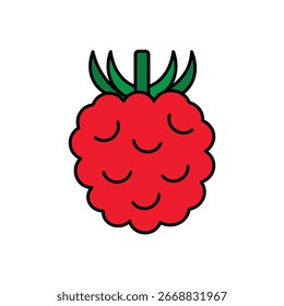 Fruta de framboesa ícone de cor linear: bagas saudáveis e produtos frescos