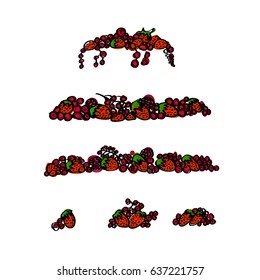 Raspberry fruits. Fresh raspberries set. Vector illustration