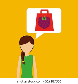 raspberry girl shop icon vector illustration eps 10
