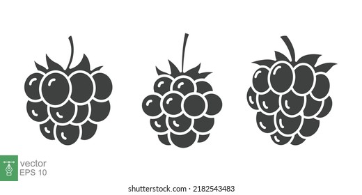 Raspberry glyph icon. Simple solid style. Berry, pictogram, ripe, pink, sweet, delicious, food, nature, vegetarian concept. Vector design illustration isolated on white background. EPS 10