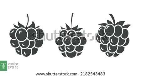 Raspberry glyph icon. Simple solid style. Berry, pictogram, ripe, pink, sweet, delicious, food, nature, vegetarian concept. Vector design illustration isolated on white background. EPS 10