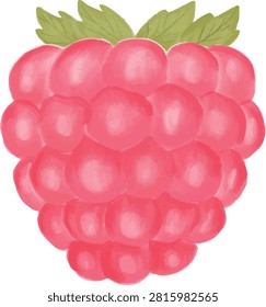 raspberry gouache pink soft colorful hand painted harvest fruit illustration
