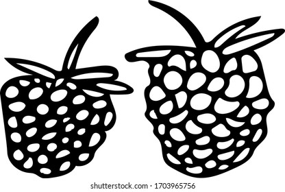 mano de frambuesa dibujada al estilo doodle. comida de fruta de bayas. definir elementos para el diseño adhesivo, icono, afiche, tarjeta. Tela monocroma de minimalismo simple escandinavo