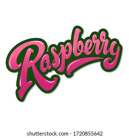 Raspberry hand drawn vector lettering design on white background. Beautiful food themed letters for your needs. 