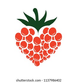 raspberry, heart, love, sign, logo, red berry
