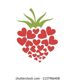 raspberry, heart, love, sign, logo, red berry