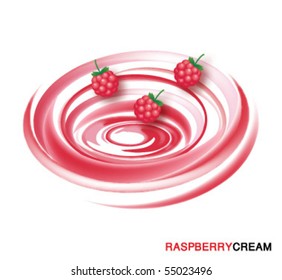 RASPBERRY ICE CREAM DESIGN CONCEPT. Editable vector illustration file.