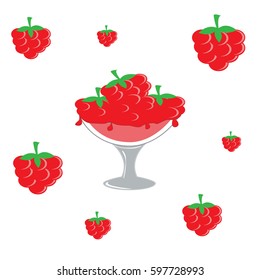 Raspberry ice cream, icon, logo, symbol. Sweet.