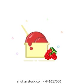 Raspberry ice cream icon.  Vector illustration. 