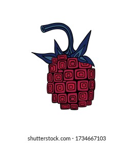 Raspberry icon - hand drawn vector illustration. Flat color design.