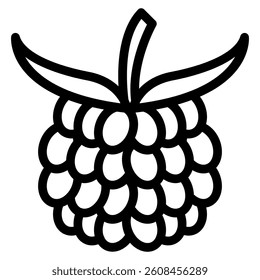 Raspberry icon in line art outline style. Isolated on white background