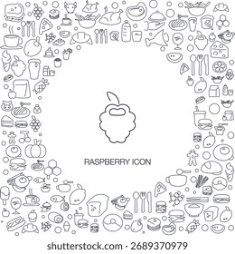 Raspberry Icon, line style with mosaic icon background, great for web and background use.