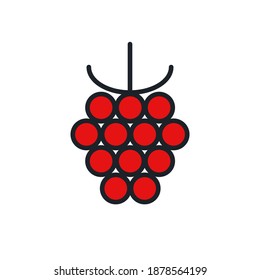 Raspberry icon. Linear color icon, contour, shape, outline. Thin line. Modern minimalistic design. Vector illustrations of fruits