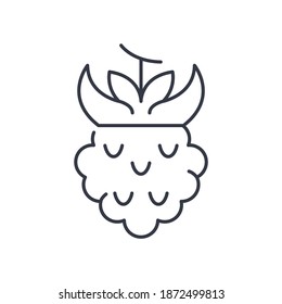 Raspberry icon, linear isolated illustration, thin line vector, web design sign, outline concept symbol with editable stroke on white background.