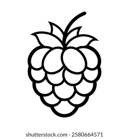 Raspberry icon. Minimalist line drawing of a ripe raspberry. Vector illustration