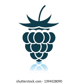 Raspberry Icon On Gray Background. Shadow Reflection Design. Vector Illustration.