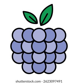 Raspberry icon. Outline raspberry vector icon color flat isolated