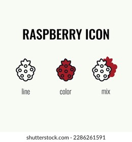 Línea de juego de iconos de frambuesa, color