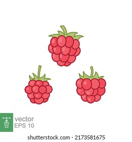 Raspberry icon. Simple filled outline style. Berry, pictogram, ripe, pink, sweet, delicious, food, nature, vegetarian concept. Vector design illustration isolated on white background. EPS 10