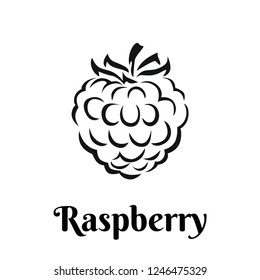 Raspberry icon. Vector black-white simple illustration. Design element for logo, label, stencil.