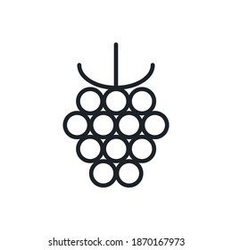 Himbeersymbol. Lineares Vektorsymbol, Kontur, Form, Umriss einzeln auf weißem Hintergrund. dünn. Modernes minimalistisches Design. Früchte.