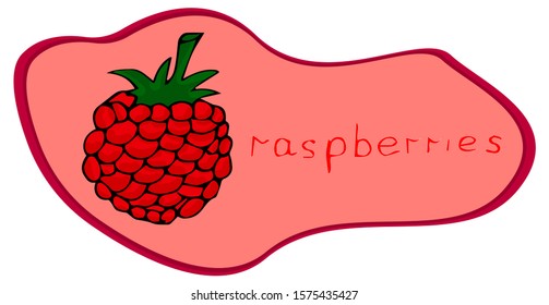 Raspberry icons on a beautiful background. Elements for your design. Hand drawn vector illustration. A series of food and drink and culinary ingredients.