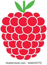 Raspberry. Isolated berry on white background. Vector illustration. Vector icon of single ripe fresh raspberry