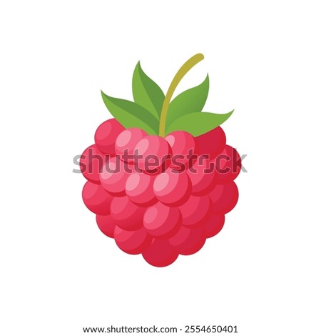 A raspberry isolated on white background made in simple style. Flat berry. Good for projects.