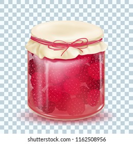 Raspberry jam. Blackberry Jam. Glass jar with delicious sweet jam - stock vector