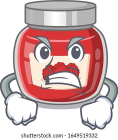 Raspberry jam cartoon character style having angry face