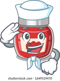 Raspberry jam cartoon concept Sailor wearing hat