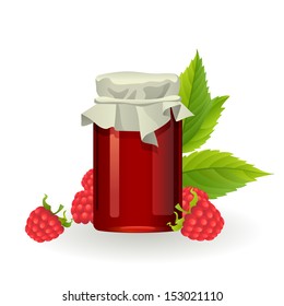 Raspberry jam with fresh raspberries