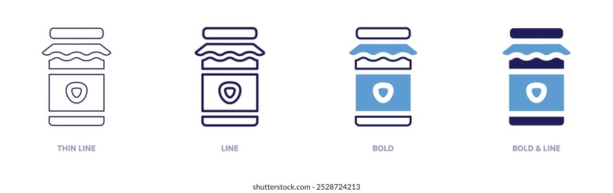Raspberry jam icon in 4 different styles. Thin Line, Line, Bold, and Bold Line. Duotone style. Editable stroke.