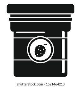 Raspberry jam jar icon. Simple illustration of raspberry jam jar vector icon for web design isolated on white background