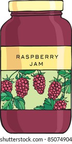 Raspberry jam jelly in jar