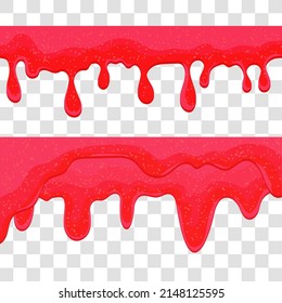 Himbeermarmelade, Marmelade. Streifen und Tropfen. Horizontal. Vektorgrafik. Set