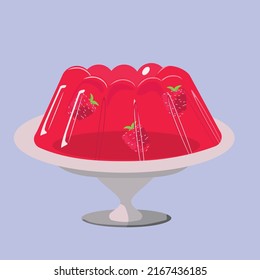 Raspberry jelly on a saucer in a flat style. Vector graphics.