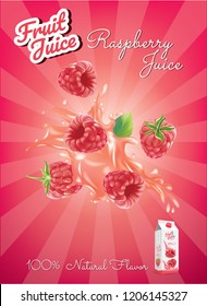 Raspberry juice ads.illustration vector