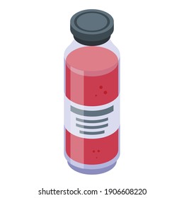 Raspberry juice bottle icon. Isometric of raspberry juice bottle vector icon for web design isolated on white background