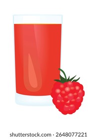 Raspberry juice in glass, vector	
