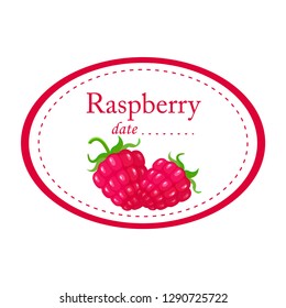 Raspberry  label vector design isolated on white background. Round label