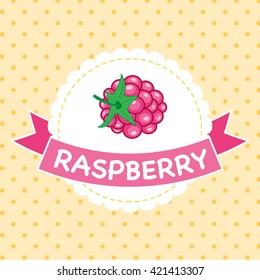 Raspberry label vintage design.
