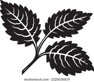 Raspberry Leaf Black And White, Vector Template Set for Cutting and Printing