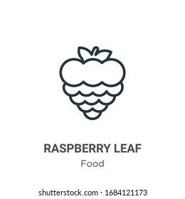 Raspberry leaf outline vector icon. Thin line black raspberry leaf icon, flat vector simple element illustration from editable food concept isolated stroke on white background