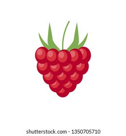 Raspberry with leaf vector icon. Raspberry icon. Raspberry cartoon. eps10