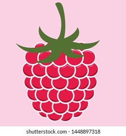 Raspberry with leaf vector icon. Raspberry icon. Raspberry cartoon vector illustration