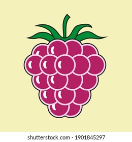 Raspberry en línea de estilo de arte sobre fondo beige. Diseño de ilustración vectorial. Fondo natural. Diseño plano. Patrón vectorial sin cable. Experiencia en alimentos sanos. Concepto de verano.